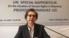 FILE - U.N. Special Rapporteur Yanghee Lee speaks during a press conference in Dhaka, Bangladesh, Jan. 23, 2020. 