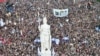 Demonstrators gather outside the Casa Rosada presidential palace during a march demanding more funding for public universities and to protest against austerity measures proposed by President Javier Milei, in Buenos Aires, Argentina, April 23, 2024.
