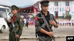 ကချင်ပြည်နယ် မိုင်ဂျာယန်မြို့မှာ လုံခြုံရေးယူနေတဲ့ ကချင်လွတ်မြောက်ရေးတပ်မတော် (KIA) စစ်သားများ (ယခင်ပုံဟောင်း)