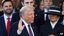 Donald Trump lors de son investiture au Capitole, lundi 20 janvier 2025.