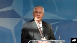 Rex Tillerson, QG de l'Otan, Bruxelles, le 31 mars 2017. 