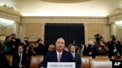 U.S. Ambassador to the European Union Gordon Sondland arrives to testify before the House Intelligence Committee on Capitol Hill in Washington, Nov. 20, 2019.
