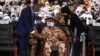 Le général Mahamat Idriss Deby aux funérailles d'État du défunt président tchadien Idriss Deby Itno, à N'Djamena, le 23 avril 2021.