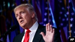 Le président élu des Etats-Unis Donald, 9 novembre 2016.