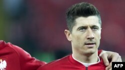 L'attaquant polonais Robert Lewandowski, le 27 mars 2018. 