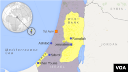 Peta Israel, Gaza dan wilayah Tepi Barat (West Bank).