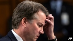 Brett Kavanaugh, devant le comité judiciaire du Sénat au troisième jour de son audience de confirmation, à Capitol Hill, à Washington, le 6 septembre 2018. 