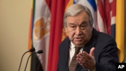 Antonio Guterres, secrétaire général des Nations unies, lors d'une conférence de presse à New York, le 1er février 2017.