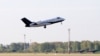 A German special medical plane takes off with Russian opposition leader Alexei Navalny onboard from an airport in Omsk, Russia, Aug. 22, 2020. 