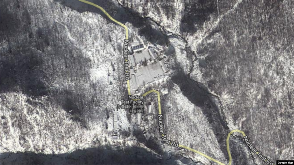 Gambar satelit Google Maps untuk tempat fasilitas uji coba nuklir Korea Utara.