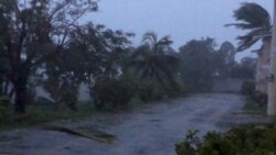 Strong winds batter Oceanhill Boulevard in Freeport, as Hurricane Dorian passes over Grand Bahama Island, Bahamas Sept. 2, 2019 in this still image taken from a video by social media. (Lou Carroll via Reuters)