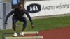 U.S. runner Lauryn Williams trains for the 2012 Summer Olympics, in Birmingham, England, July 23, 2012.