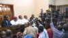Le président de la Conférence épiscopale nationale du Congo (CENCO), l'archevêque Marcel Utembi, (au centre) et d'autres évêques lors d'un événement à Kinshasa le 1er janvier 2017.