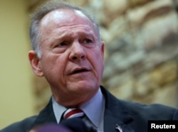 Former Alabama Chief Justice and U.S. Senate candidate Roy Moore speaks at the Vestavia Hills Public library, Nov. 11, 2017, in Vestavia Hills, Ala.