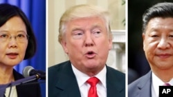 La présidente de Taïwan,Tsai Ing-wen, le président américain, Donald Trump et le président chinois, Xi Jinping. (Archives)