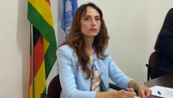 Alena Douhan, U.N. special rapporteur, addressing journalists in Harare, Oct. 28, 2021, said the sanctions imposed on Zimbabwe are exacerbating corruption in the country. (Columbus Mavhunga/VOA)
