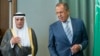 Russian Foreign Minister, Sergei Lavrov (R) and Saudi Arabia Foreign Minister, Adel bin Ahmed Al-Jubeir, arrive to attend a news conference after their meeting on the Syrian conflict, in Moscow, Russia, Aug. 11, 2015.