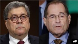 Sekretar za pravosuđe William Barr (L) i predsjedavajući Odbora za pravosuđe Predstavničkog doma Jerrold Nadler
