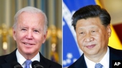 Foto menunjukkan presiden AS Joe Biden dalam sebuah kesempatan di Washington, pada 6 November 2021, dan presiden China Xi Jinping dalam sebuah acara di Brasília, Brazil, pada 13 November 2019. (Foto: AP/Alex Brandon)