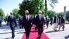 Russia's Foreign Minister Sergey Lavrov, left, walks with his Pakistani counterpart Shah Mehmood Qureshi on his arrival at the Ministry of Foreign Affairs in Islamabad, Pakistan, April 7, 2021. (Ministry of Foreign Affairs/Handout via Reuters)