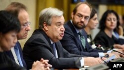 UN Secretary-General Antonio Guterres delivers a speech before the United Nations Conference on Disarmament on Feb. 25, 2019 in Geneva. 