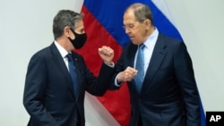 U.S. Secretary of State Antony Blinken meets with Russian Foreign Minister Sergey Lavrov in Reykjavik, Iceland, May 19, 2021, on the sidelines of the Arctic Council Ministerial summit.