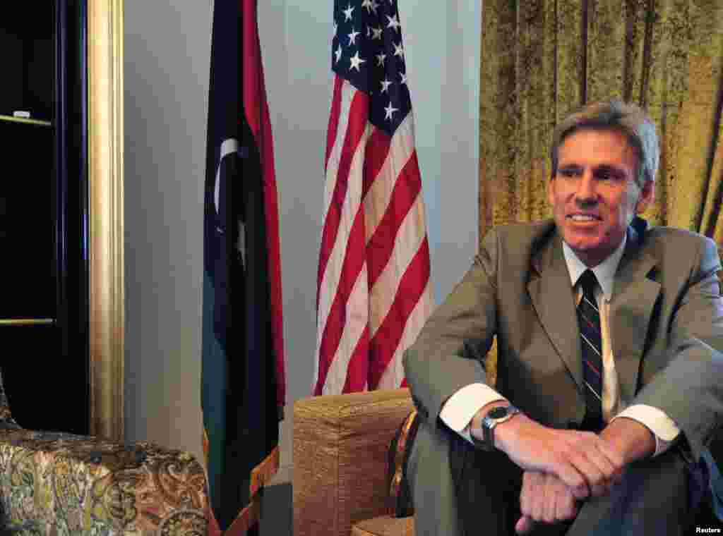 Christopher Stevens, the U.S. ambassador to Libya, was killed along with three of his staff on September 11, 2012 during a demonstration at the U.S. consulate in Benghazi. This photo was taken at his home in Tripoli, June 28, 2012.