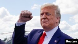 Presiden AS Donald Trump di Bandara Internasional Ocala di Ocala, Florida, 3 Oktober 2019. (Foto: Reuters)