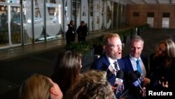 Editorial Director of the Australian Broadcasting Corp (ABC) Craig McMurtie speaks to members of the media outside the ABC building located in Sydney, Australia, June 5, 2019. 