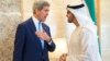 U.S. Secretary of State John Kerry (L) meets with Crown Prince Mohammed bin Zayed Al Nahyan at the Mina Palace in Abu Dhabi, United Arab Emirates, Nov. 23, 2015.