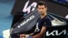 Novak Djokovic of Serbia attends a practice session ahead of the Australian Open tennis tournament in Melbourne on Jan. 14, 2022.
