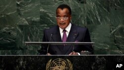 Le président Denis Sassou Nguesso à l'ONU le 26 septembre 2014. (AP Photo/Richard Drew)