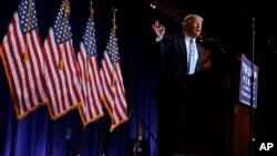 Republican presidential candidate Donald Trump delivers an immigration policy speech during a campaign rally at the Phoenix Convention Center, Wednesday, Aug. 31, 2016.
