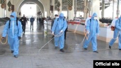 Food markets in Uzbekistan remain open, but are disinfected on a regular basis.