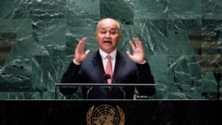 Presiden Irak Barham Salih ketika berbicara di Majelis Umum PBB 23 September 2021 lalu.