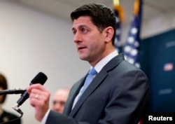U.S. House Speaker Paul Ryan (R-WI) speaks to reporters on Capitol Hill.