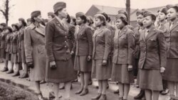 FILE - In this photo provided by the U.S. Army Women's Museum, members of the 6888th battalion stand in formation in Birmingham, England, in 1945. The Women's Army Corps battalion made history as the only all-female Black unit to serve in Europe during Wo
