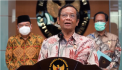 Menko Polhukam Mahfud Md dalam konferensi pers di Jakarta, Kamis, 14 Januari 2021. (Foto: tangkapan layar YouTube Kemenko Polhukam RI)