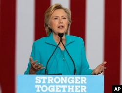 Democratic presidential candidate Hillary Clinton speaks in Reno, Nev., Aug 25, 2016.