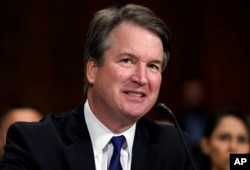 FILE - Then-Supreme Court nominee Brett Kavanaugh testifies before the Senate Judiciary Committee on Capitol Hill in Washington, Sept. 27, 2018.