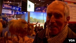 Joseph Rolland, whose son raises cows near Nantes, supports Macron. France needs change, he says. (VOA/Lisa Bryant)