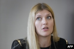 International Campaign to Abolish Nuclear Weapons Executive Director Beatrice Fihn attends a news conference on nuclear disarmament at the U.N. office in Geneva, May 12, 2016.
