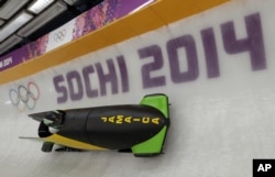 Kereta luncur JAM-1 dari Jamaika, dalam latihan bobsled pria kategori dua orang pada Olimpiade Musim Dingin 2014, 6 Februari 2014, di Krasnaya Polyana, Rusia.