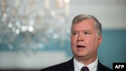 New U.S. special representative to North Korea Steve Biegun speaks after being named by Secretary of State Mike Pompeo at the State Department in Washington, Aug. 23, 2018.