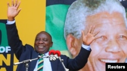 South African Deputy-President Cyril Ramaphosa attends a rally to commemorate Nelson Mandela's centenary year in Cape Town, South Africa, Feb. 11, 2018. 
