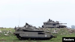 Les soldats israéliens sur le plateau du Golan, le mars 2017. 