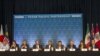 The Trans-Pacific Partnership (TPP) Ministers hold a press conference to discuss progress in the negotiations in Lahaina, Maui, Hawaii, July 31, 2015. 