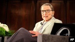  U.S. Supreme Court Justice Ruth Bader Ginsburg sits onstage as the third speaker of the David Berg Distinguished Speakers Series, during an event organized by the Museum of the City of New York, Dec. 15, 2018. 