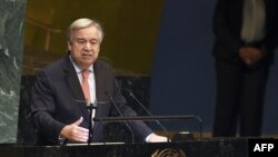 Antonio Guterres, Secrétaire général de l'ONU à New York le 25 septembre 2018.