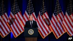 Le président Donald Trump lors de son discours sur la stratégie sécuritaire à Washington, le 18 décembre 2017. 